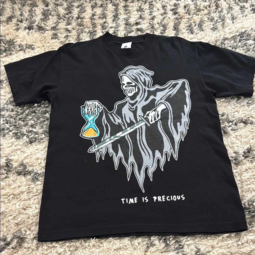 Authentic Warren Lotas Black Graphic T-Shirt with Grim Reaper Design